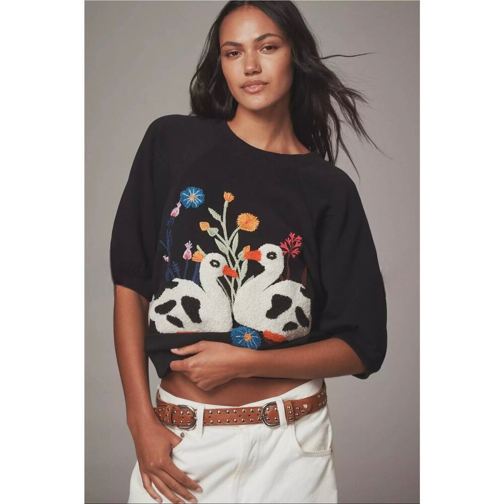 NWT Anthropologie Tufted Ducks Sweatshirt